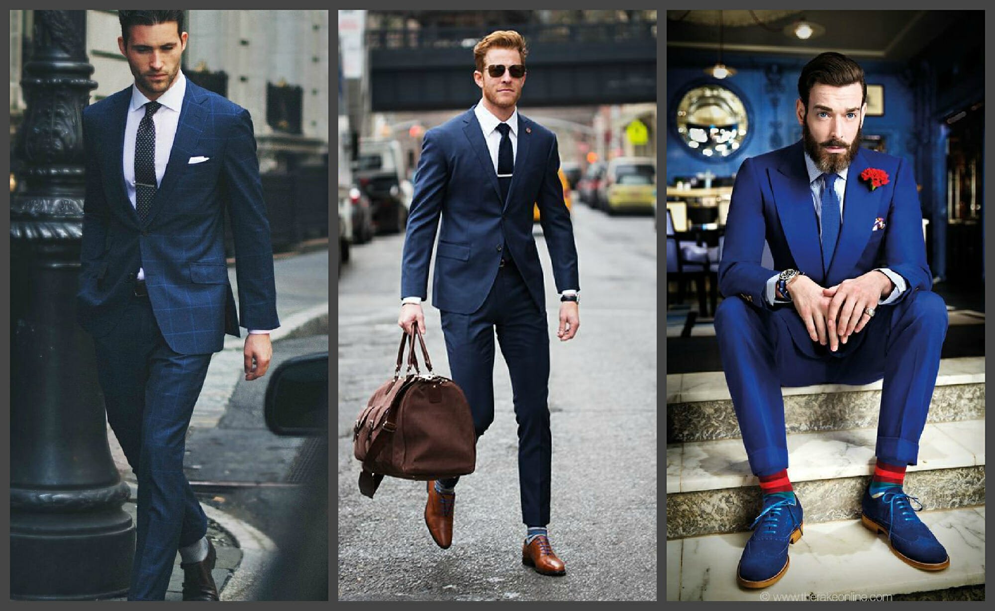 Какие туфли подходят к темно-синему костюму?